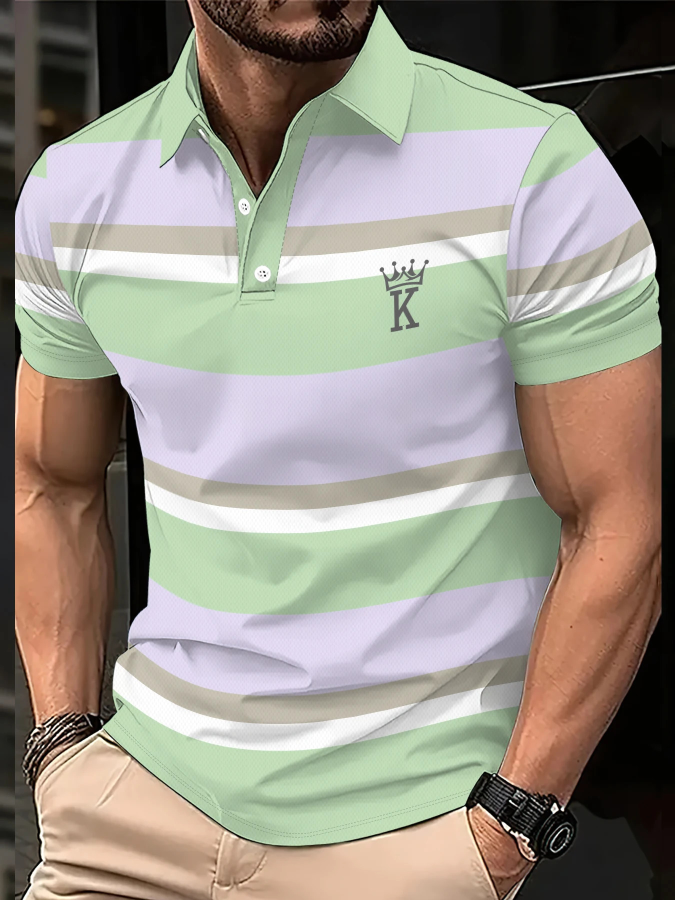 2026 Summer Mens Polo Shirt 3D Printed Pattern Breathable Lightweight Casual Sports Outdoor Mens Clothing 260623