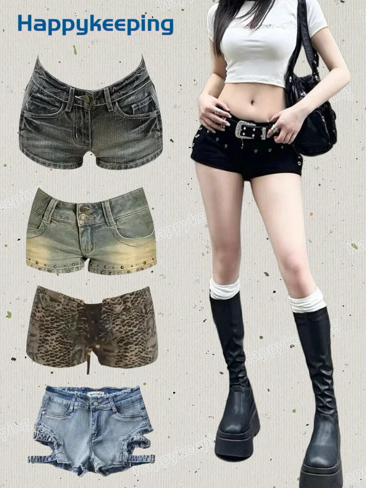 Harajuku Womens jeans Shorts y2k Grunge Vintage streetwear beach jorts clothes 2000s Denim Pants Japanese summer 260623