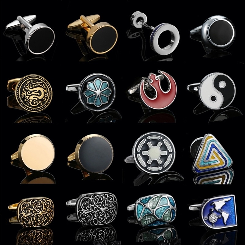 mens French shirt cufflinks classic round blue black stars rudder cuff buttons suit accessories jewelry gifts wholesale260611ww