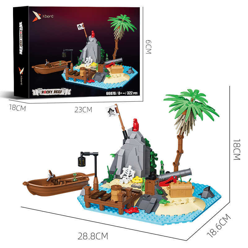 BrickJoy 66076 Rock Reef Pirate Series Scene Model, Children's Educational Building Block Toy with Small Pieces, for Boys J260624-image-1097852845