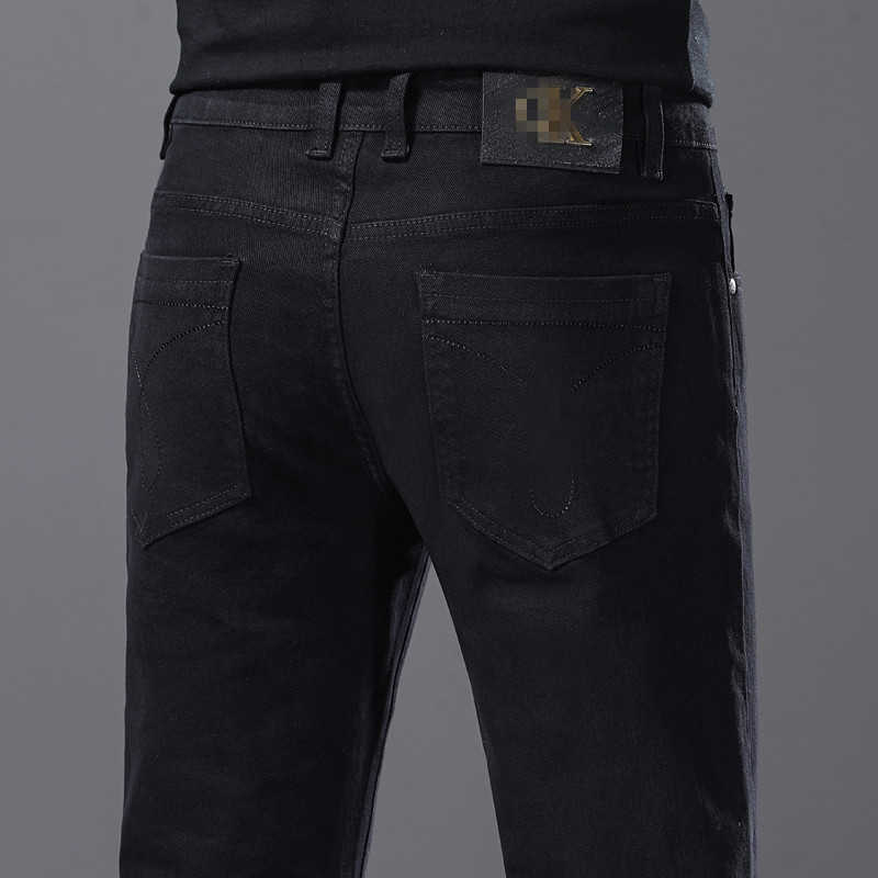 Autumn Thick Guangzhou Jeans for Men Business Straight Elastic Mid-Waist Casual Loose Long Pants Mens Wear L26624