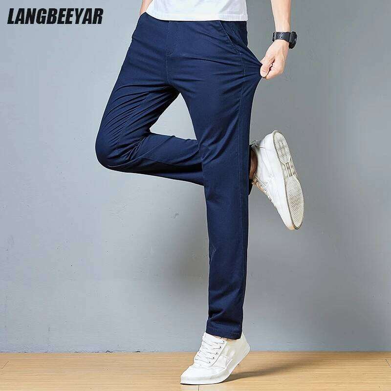 Top Grade Cotton New Brand Casual Fashion Relax Fit Long Dress Pants Korean Straight Business Trousers Office Mens Clothing 2025 W260624