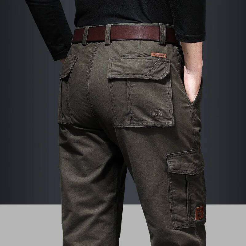 Casual Mens Cargo Baggy Clothing Multiple Pockets Khaki Black Safari Work Tactical Military Trousers Pants For Male W260624