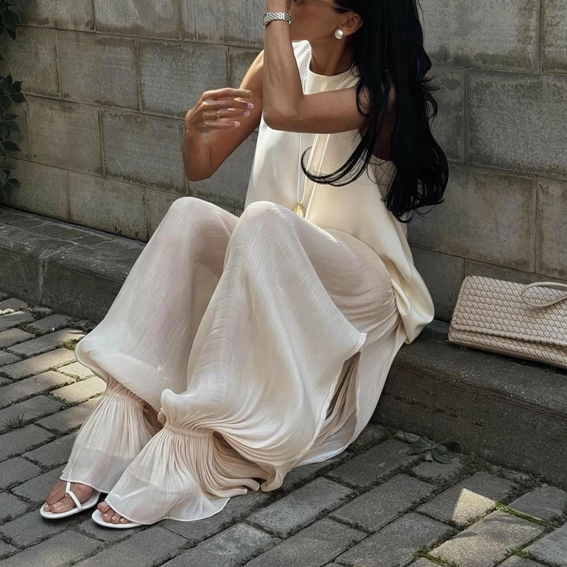 Women Baggy Balloon Long Pants Bubble Pleated Oversized Bloomers Elastic High Waist Wide Leg Lantern Harem Trousers 260623
