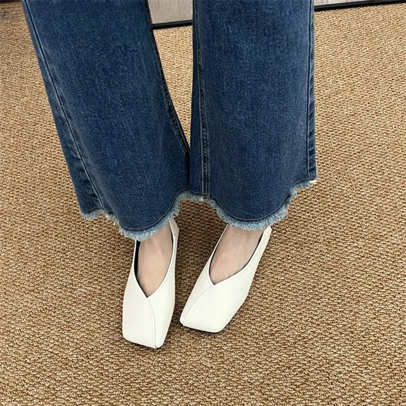 Spring Autumn Slip On Women Mary Jane Shoes Fashion Square Toe Female Street Style Soft Sole Dress Flats Shoes 260624