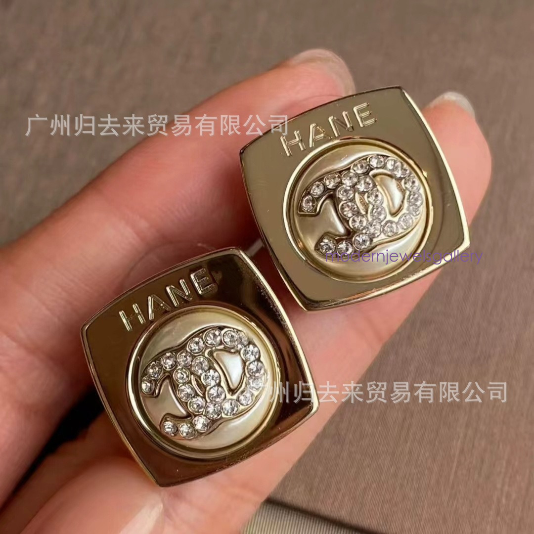 CC cc earring style double dia studded square stud earrings for women cc earrings