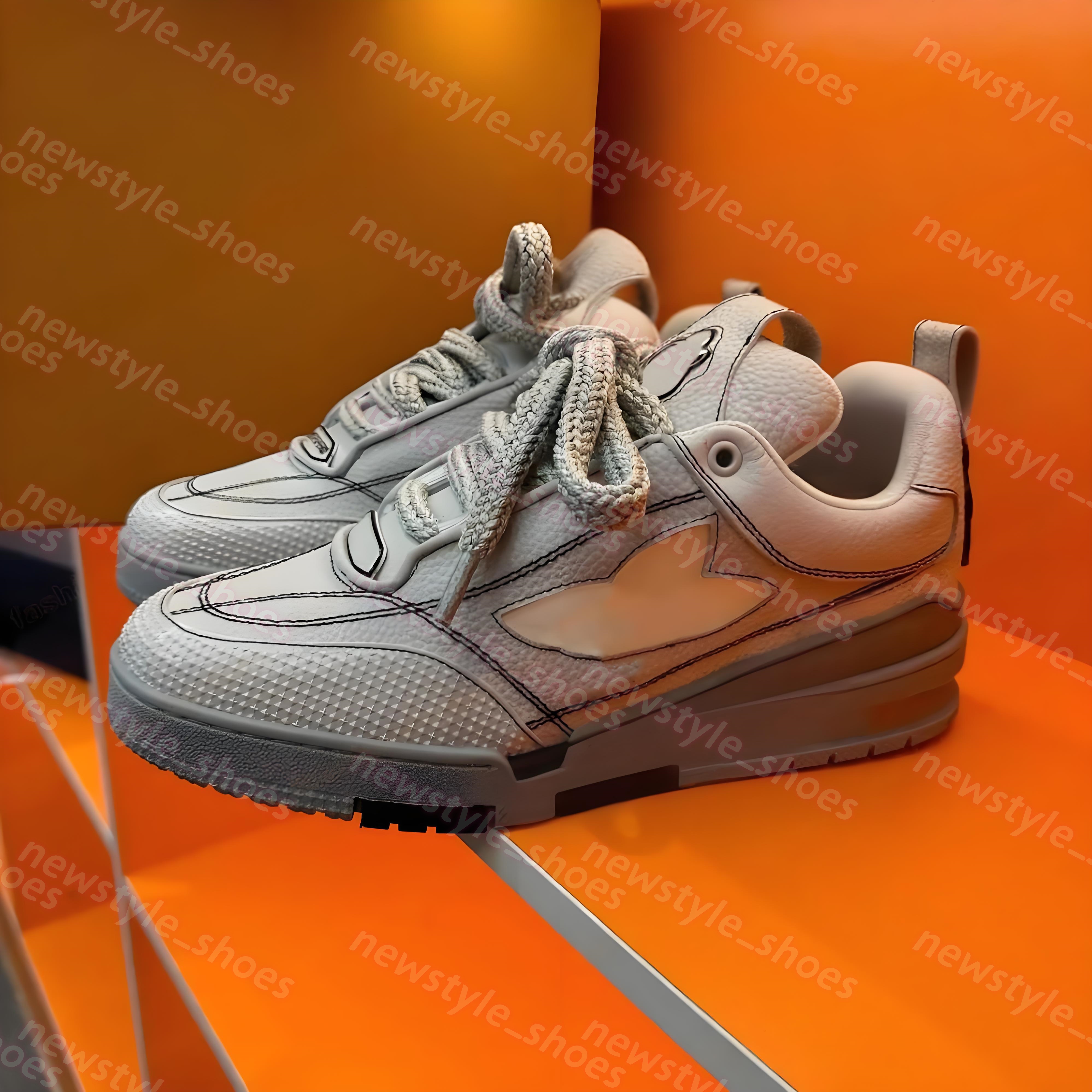 2026 fashion new luxury brand casual skate shoes breathable Embossed Men's and Women's Leather Sports Shoes low-top White platform Sneaker