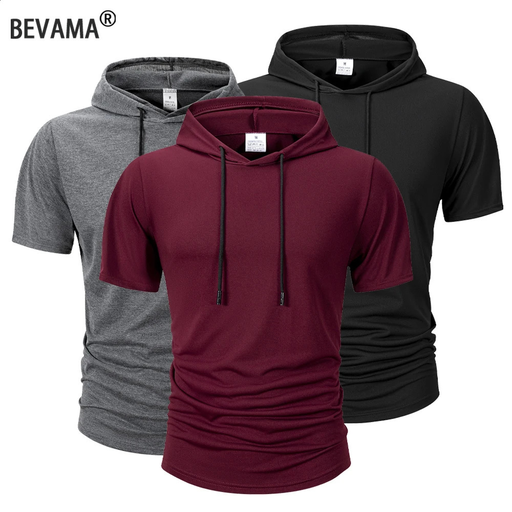 Summer Mens Hooded Sweatwear Casual Short Sleeve Loose Tshirt Solid Color Lightweight Hoodie Fitness Breathable Tops 260625