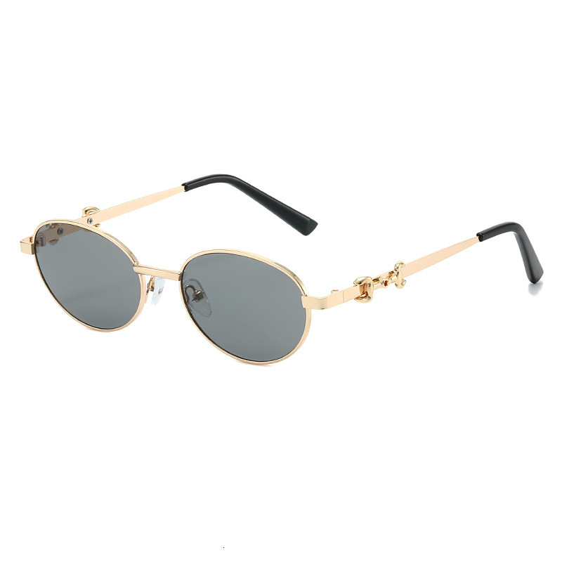 20 New Vintage Oval European And American Style Trendy Street Fashion Foreign Trade Metal Sunglasses For Women