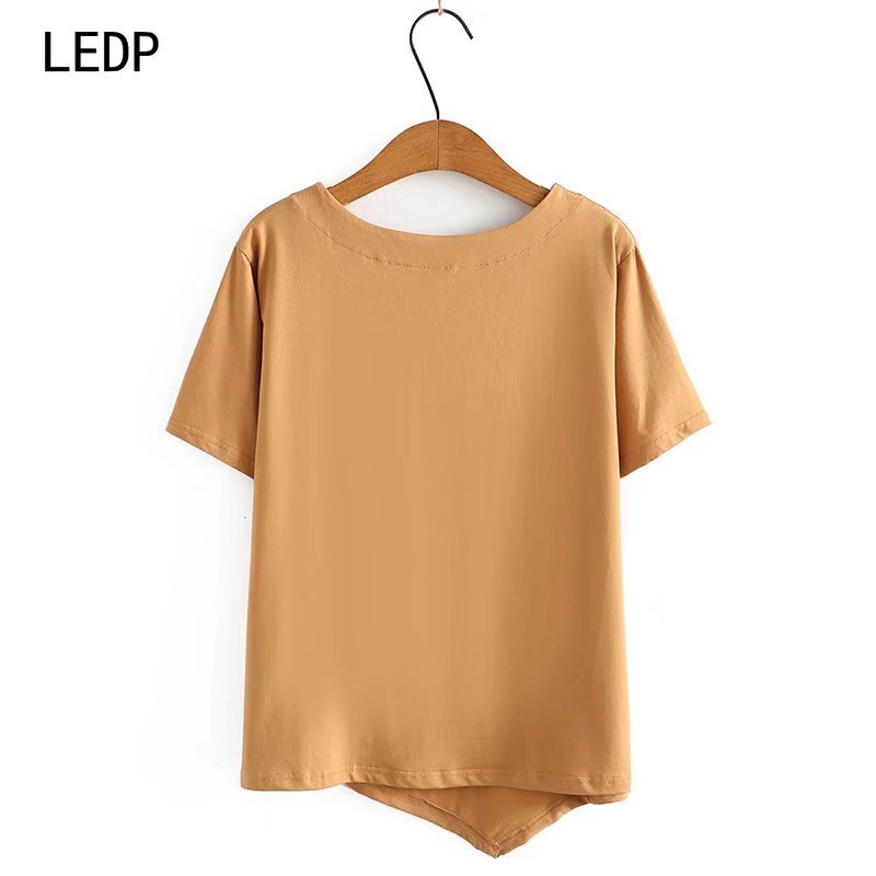 182506 Blue dyeing ancient method non-legacy large size women's T-shirt handmade plant dyeing process cotton and linen breathable literary styl