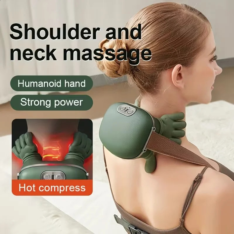 Wireless Bionic Heated Electric Neck and Shoulder Massager with Finger Portable Shiatsu 4D Kneading Deep Tissue Body Simulated Human Hand De 260625