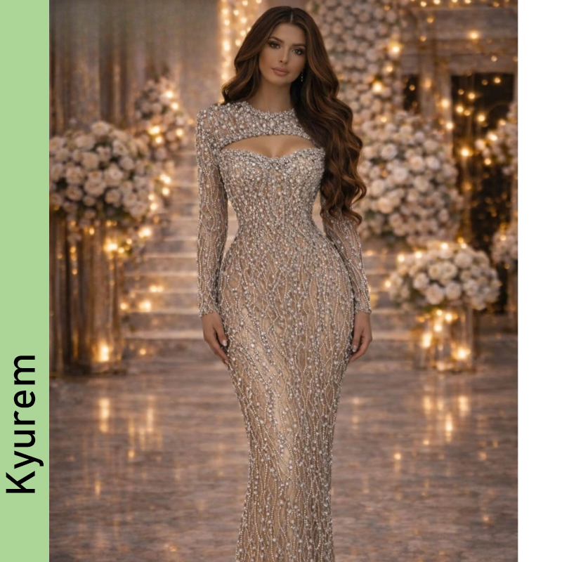 Formal Evening Dresses with Pearls Long Sleeves Party Dresses Mermaid Prom Dresses Robes De Soiree Customizable Night Gowns