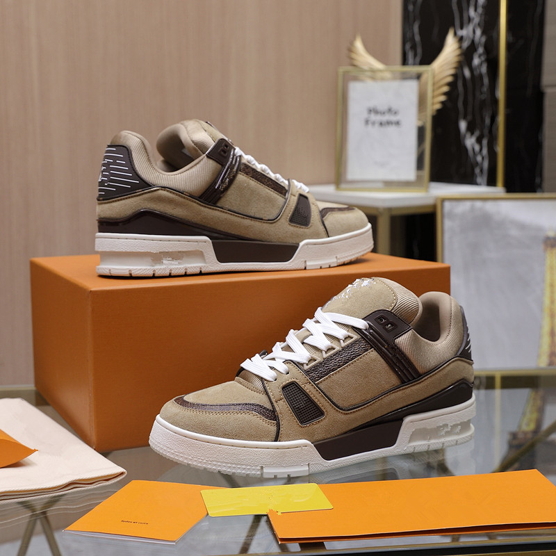 brand designer shoes trainers Bouncing sneakers for Men Casual shoes Leather And Mesh Lace Up Sports Runner trainer Shoes Rubber Sole Man Low Top 06