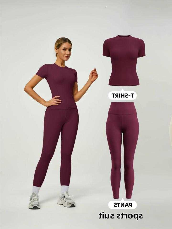 Short Sleeve Sporty Set Womens High Waist Yoga Pants T-Shirt Combo Ideal for Fitness Gym Sculpting Workout M260625