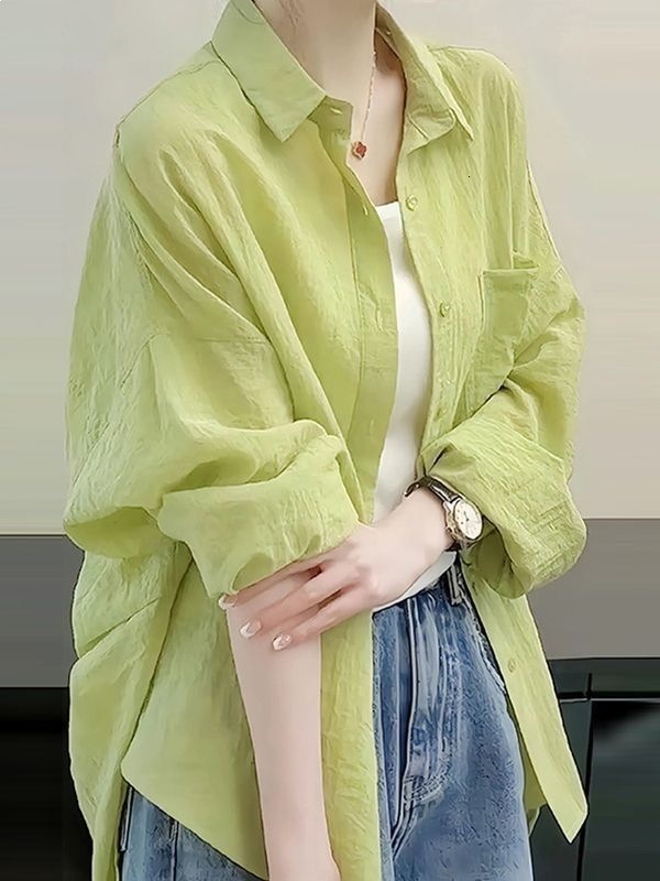 Designer 2026 Matcha Green Shirt, Plus-size Light Luxury High-end Top, Summer New Sunscreen Cover-up For Women Luxury Free Shipping