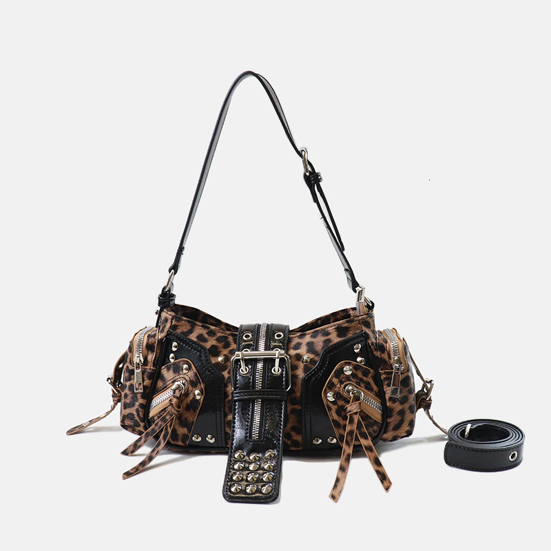 Punk Studded Belt Biker Style Shoulder Underarm Cross-Border European And American Retro Women's Crossbody Bag Trendy Underarm Bag Vintage Fash
