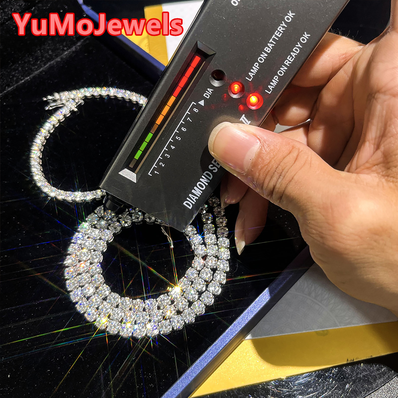 Unique High Quality Pass Diamond Tester 925 Sterling Silver 2mm-5mm Moissanite Tennis Chain Bracelet for Certification Rhodium