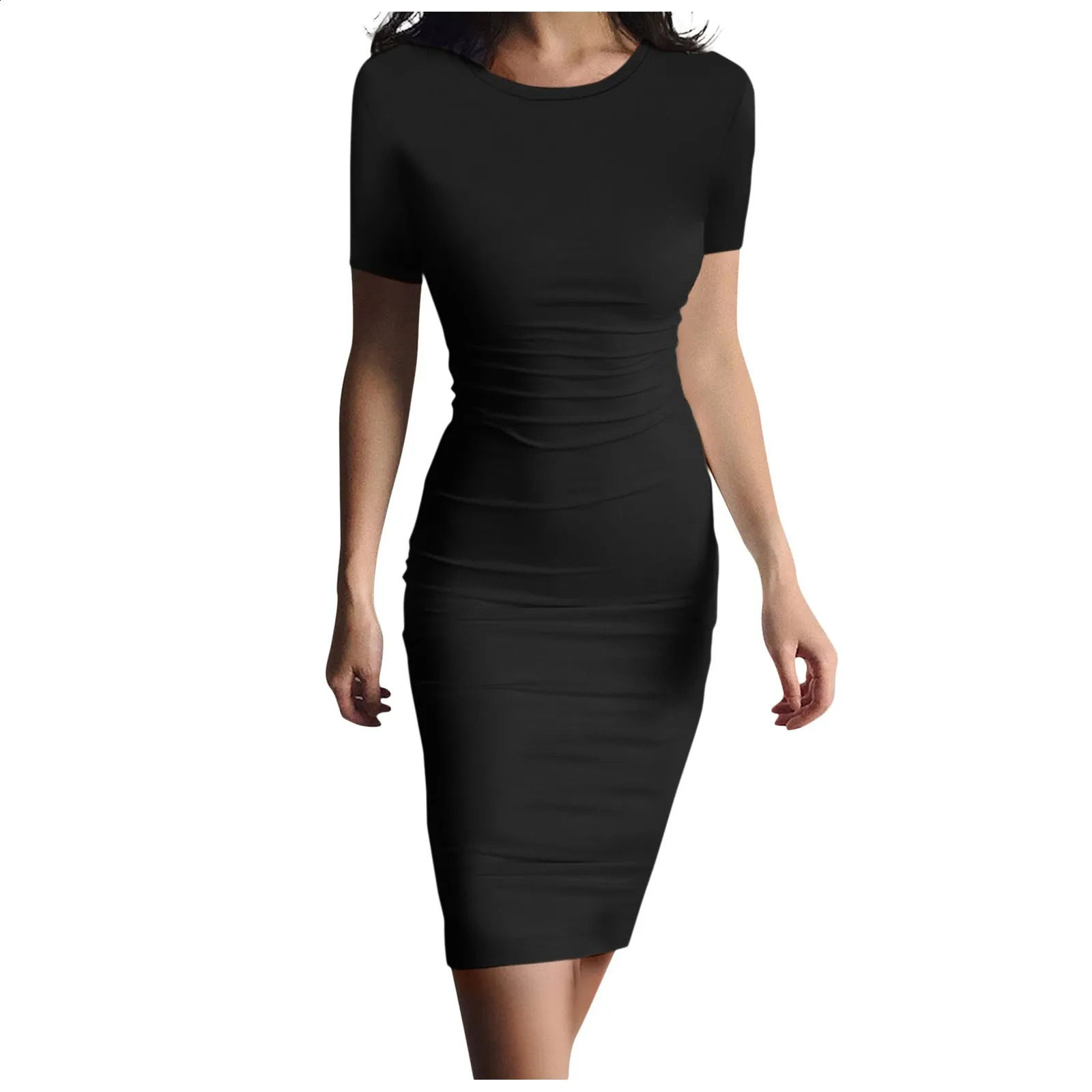 Summer Dress High Stretch Tank Robe Solid Short Sleeve Casual Slim Long Pencil Dress Women Sexy Maxi Dress Elegant Thin Vestido 260625BJ