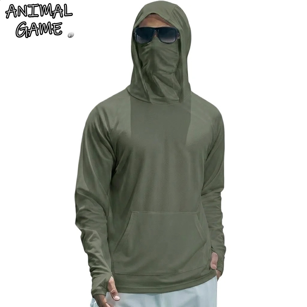 Mens UPF50 Performance TShirt Long Sleeve Summer Hoodie Casual Sun Running Quick Dry Shirts Sunscreen Fishing Ice Silk Tops 260625