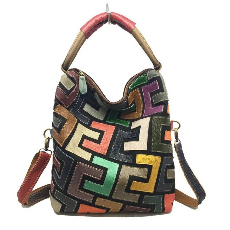High Quality A4 Vintage Top Grain Genuine Leather Women Boho style Handbag Cowhide Shoulder Messenger Bag Female Purse M1072