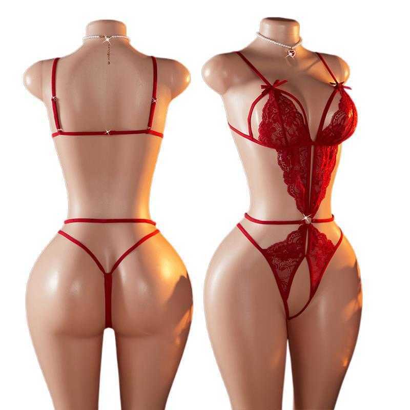 Costumi interi erotici trasparenti con apertura sul cavallo e lingerie sessuale per donna, porno, body, babydoll esotico, pigiama a V profondo, cost