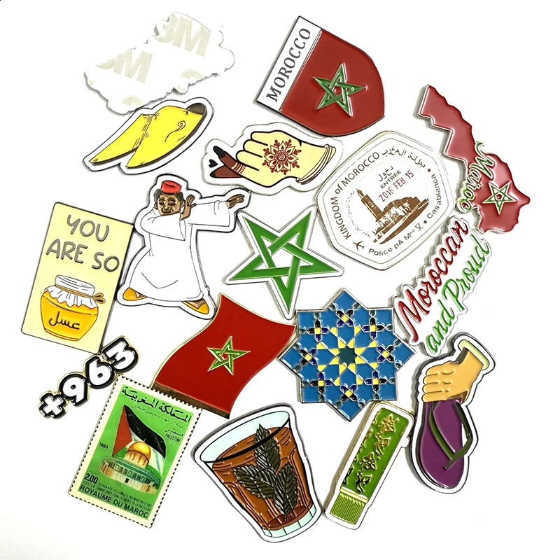 10pcs a lot Morocco Mobile Po Sticker Badge Metal Pin Broooches Pins 260624