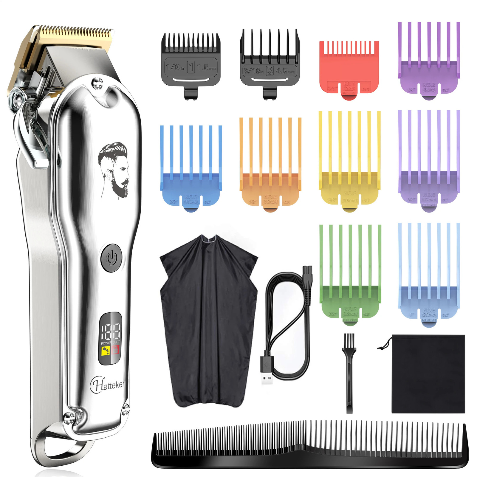 Professional Hair Cutting Machine Cordless Beard Trimmer Electric Clipper for Men USB Rechargeable Barber Tool 260625