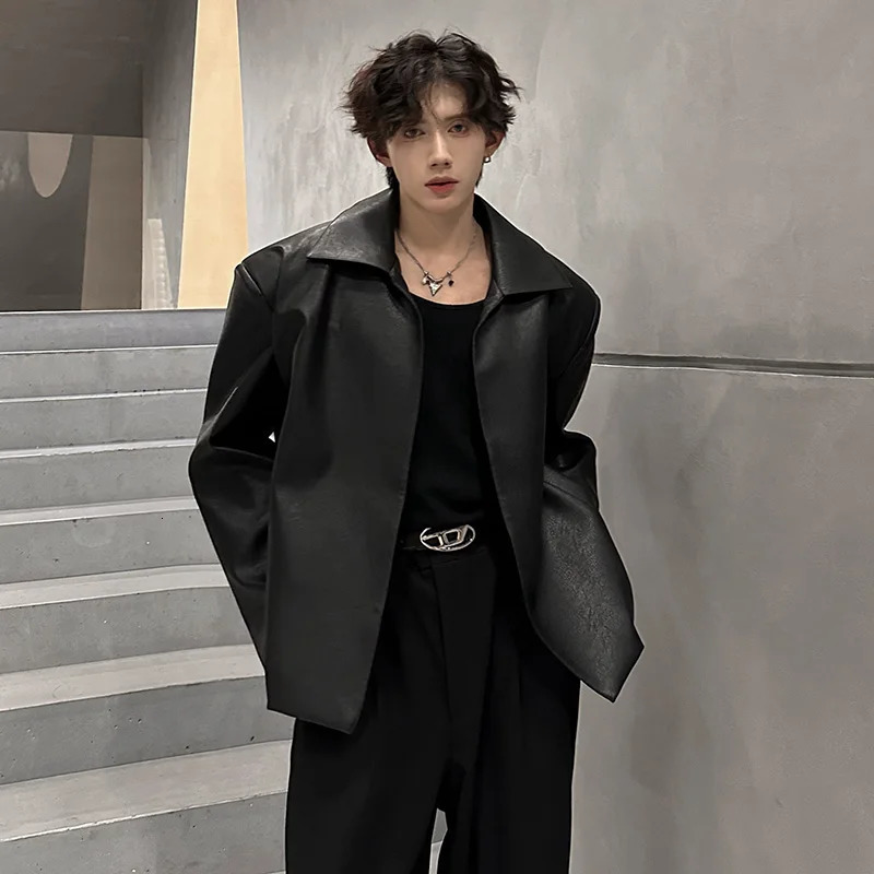 Handsome Fashion No Buttons PU Leather Jacket Mens Womens Motorcycle Faux Leather Jacket Spring Autumn Leather Coat 260624