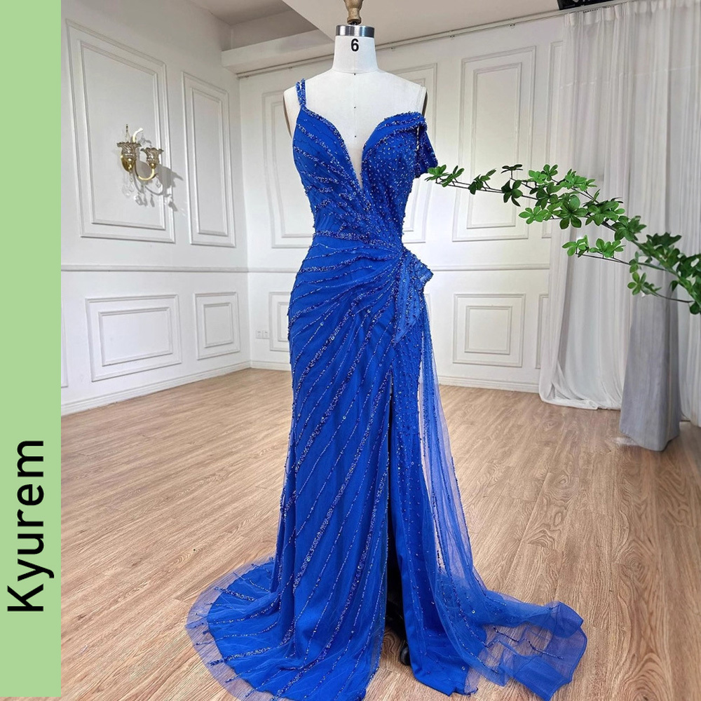 Luxury Blue Beading Mermaid Evening Dresses Elegant Formal Gowns for Party Prom gowns Custom Made color/size Robe De Soiree