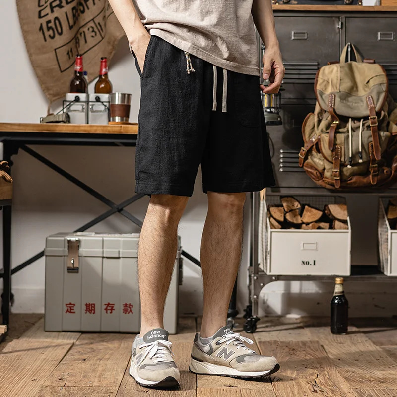 Summer Mens Linen Solid Color Short Lightweight Gym Pants Cotton Beach Shorts Men Fitness Sport Large Breathable Homme 260624