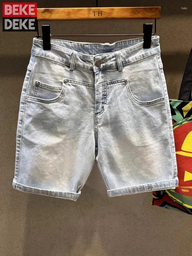 Men's Shorts 2026 Summer Style Mens Casual Denim Knee Length Vintage Daily Mid Waist Fashion Straight-Leg Chic Short Trousers
