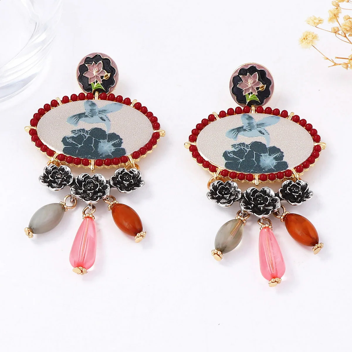 2026 Vintage Irregular Resin Stone Drop Earrings for Women Banquet Party Jewelry Gifts 260625
