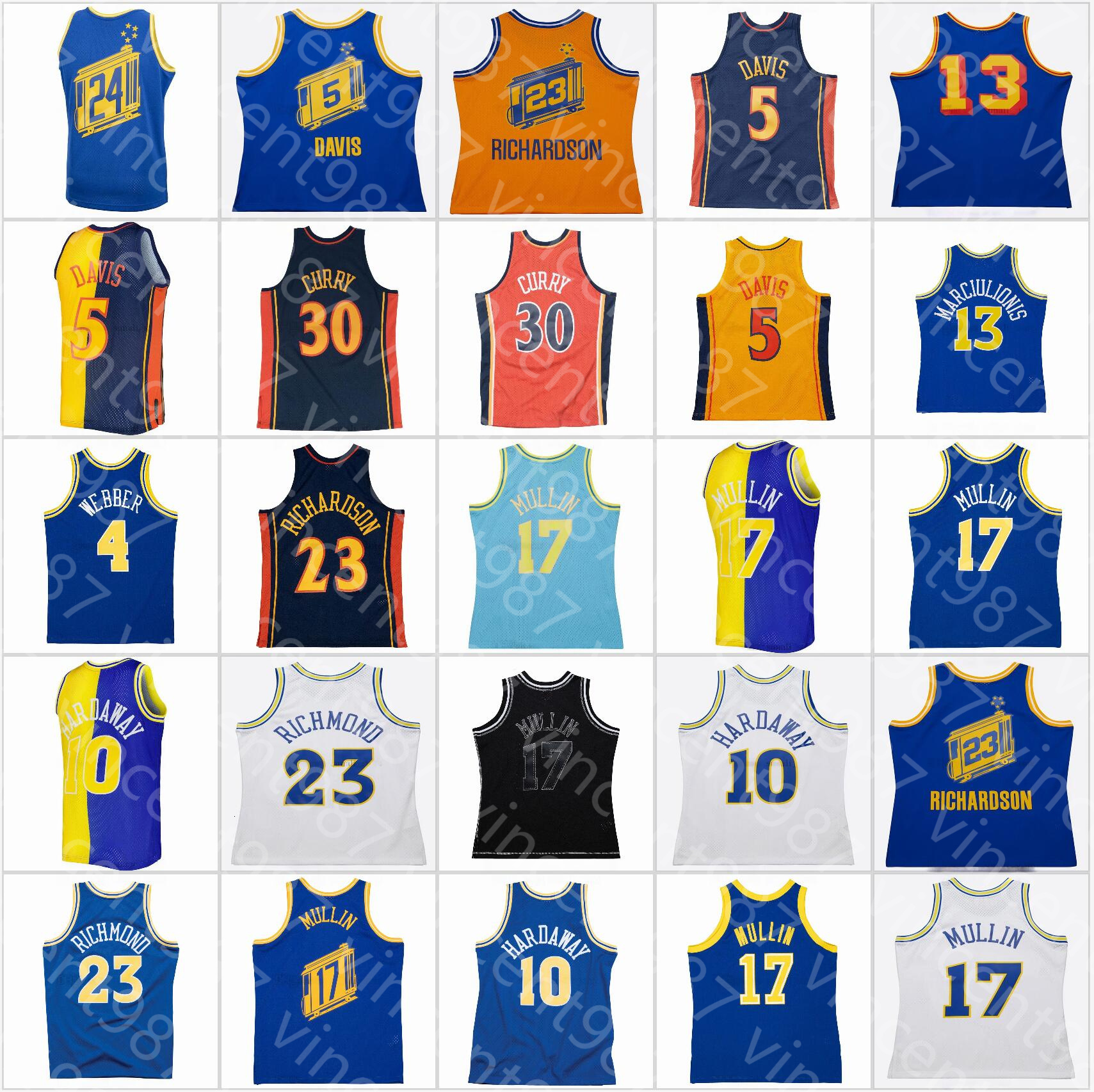 Stitched Retro Basketball Jerseys 30 Curry Chris 4 Webber Baron 5 Davis Tim 10 Hardaway Chris 17 Mullin Sarunas Marciulionis 23 Jason Richardson 24