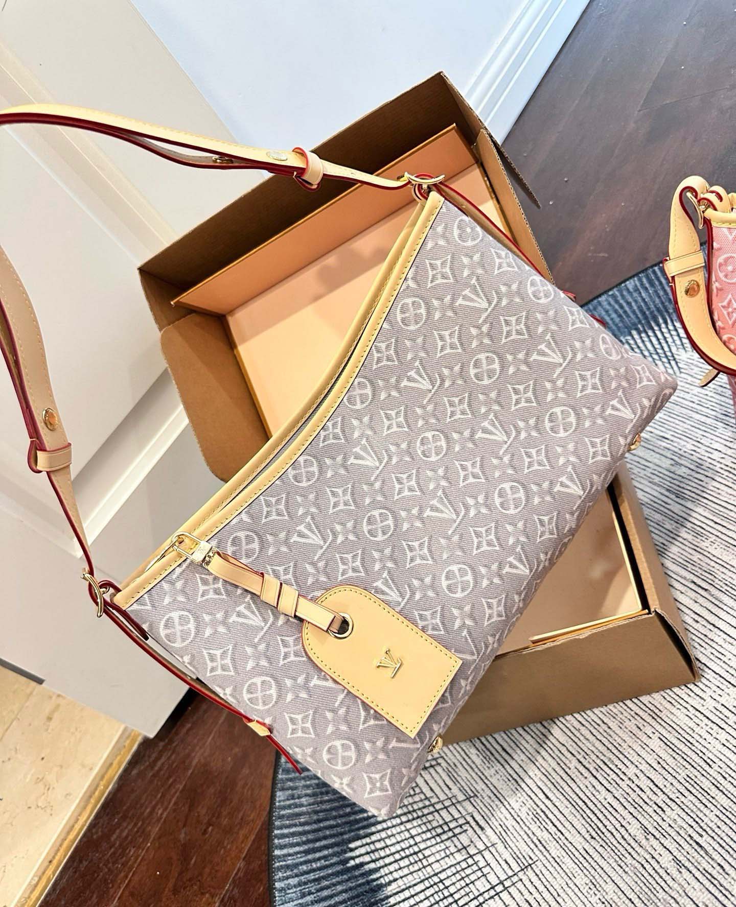2026 Summer New Collection denim fabric FW26 PRAFALL Women shoulder bag Carryalls10A High quality coated canvas diagonal cross bag Shopping bag Trav