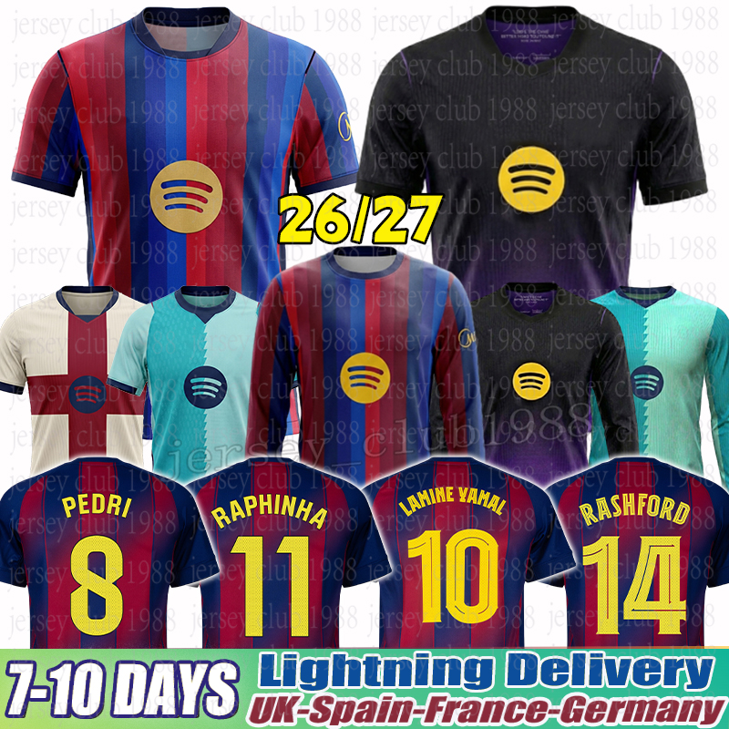 LAMINE YAMAL Soccer Jerseys RAPHINHA PEDRI GAVI football Jerseys RASHFORD LEWANDOWSKI R.Araujo F. DE JONG GAVI KOUNDE barcelona 26 27 kids kit 25-image-973863608