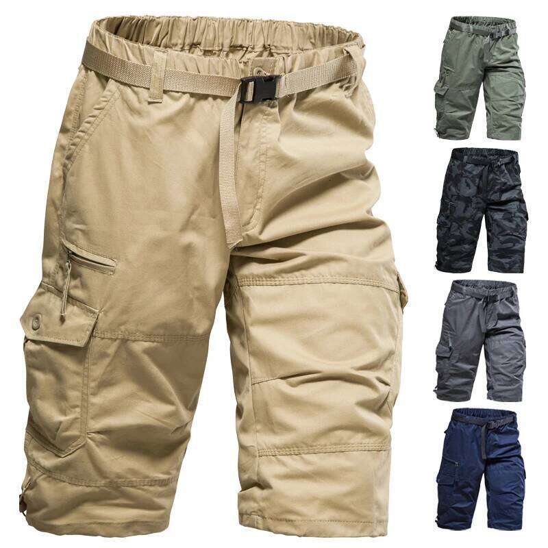 Men's Summer Casual Cotton Overalls Multi Pocket Knee Shorts American Style Sports Short Pants 26Y0625