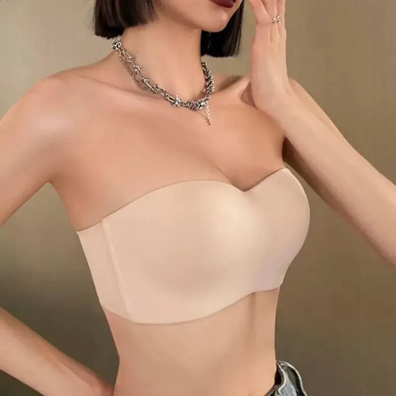 Women Tube Strapless Bra Chest Wrap Bandeau Seamless Breathable Underwear Tops Non Slip Invisible Bralette Push Up Womens Bra260624