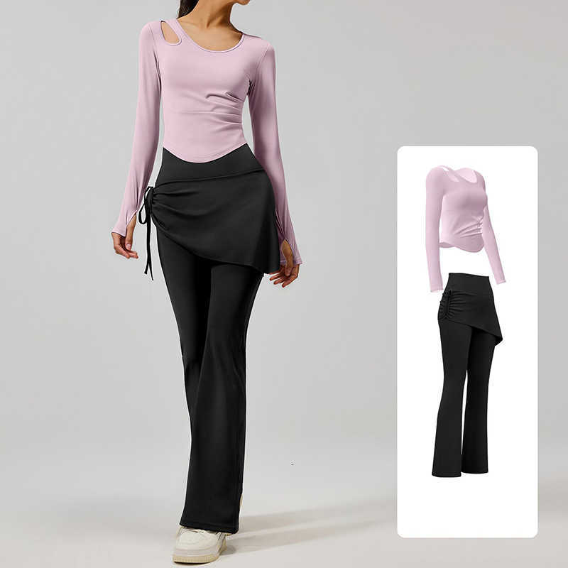 High Women 2026 Quality Fashion Solid Color 2 Piece Yoga Sets with Built-In Bra Pads Skinny Fit Running Pilates Workout Outfit M260626