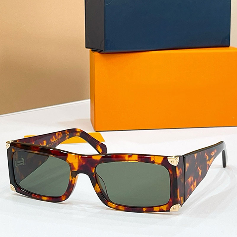 Fashion Designer Mens Square Sunglasses 26SS Acetate Fiber Frame Glasses Tortoiseshell Color Mirror Frame UV Protective Lenses Outdoor Vacation Glas