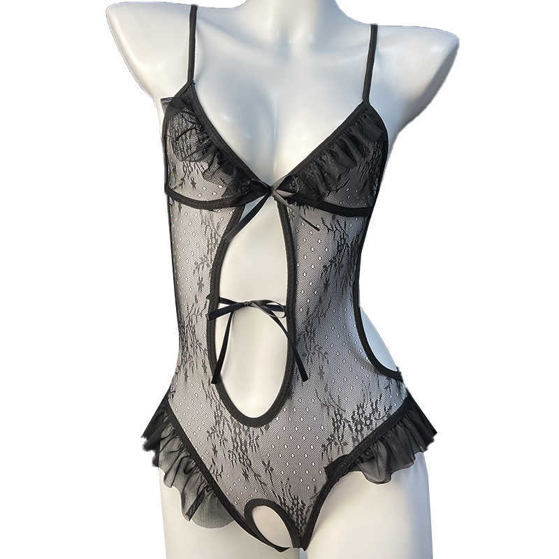Lingerie Sexy Womens Pajamas Nightgown Perspective One Piece Sleepwear Dress Sex Strapless Backless Deep V-neck Exotic Style D260625