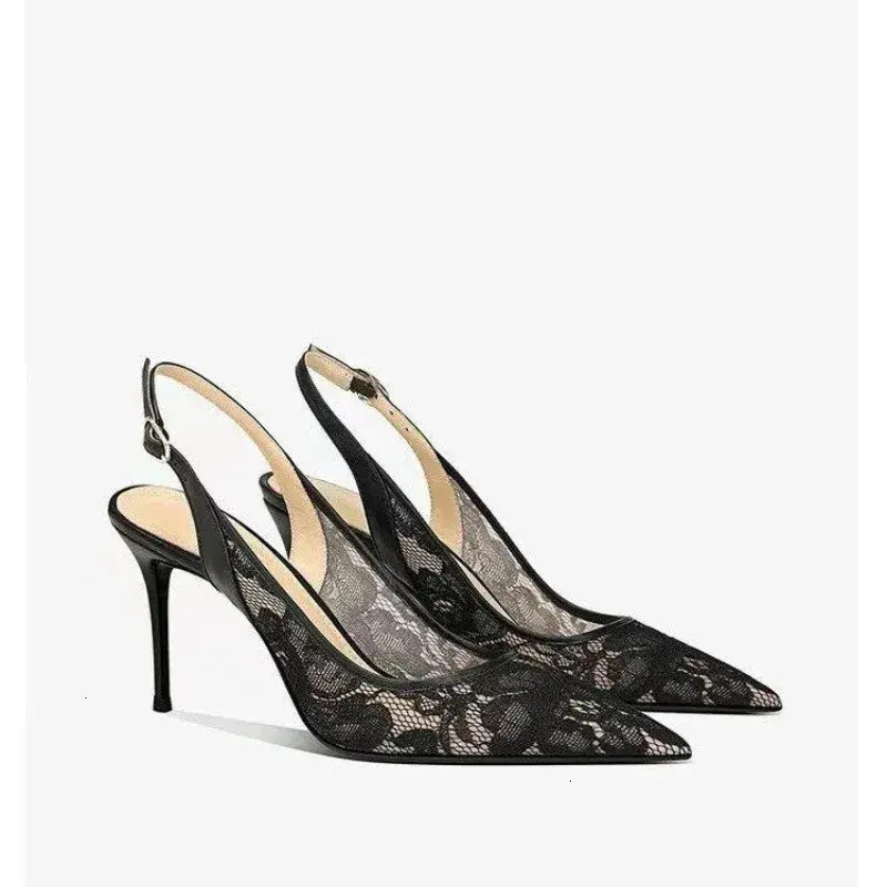 Designer Sport Outdoor Sexy Pointed Toe Lace Embroidery Sgback Sandals For Women - sneaker High lowtop Heel Cutouts Thin Heels Dh5727163 Basketball