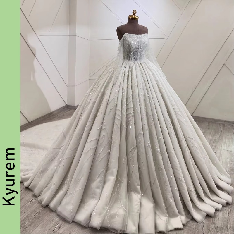 Elegant Ball Wedding Dresses Off Shoulder Long Sleeve Engagement Bridal Gowns Sequins Beaded Bride Dress Customizable Vestidos De Novia