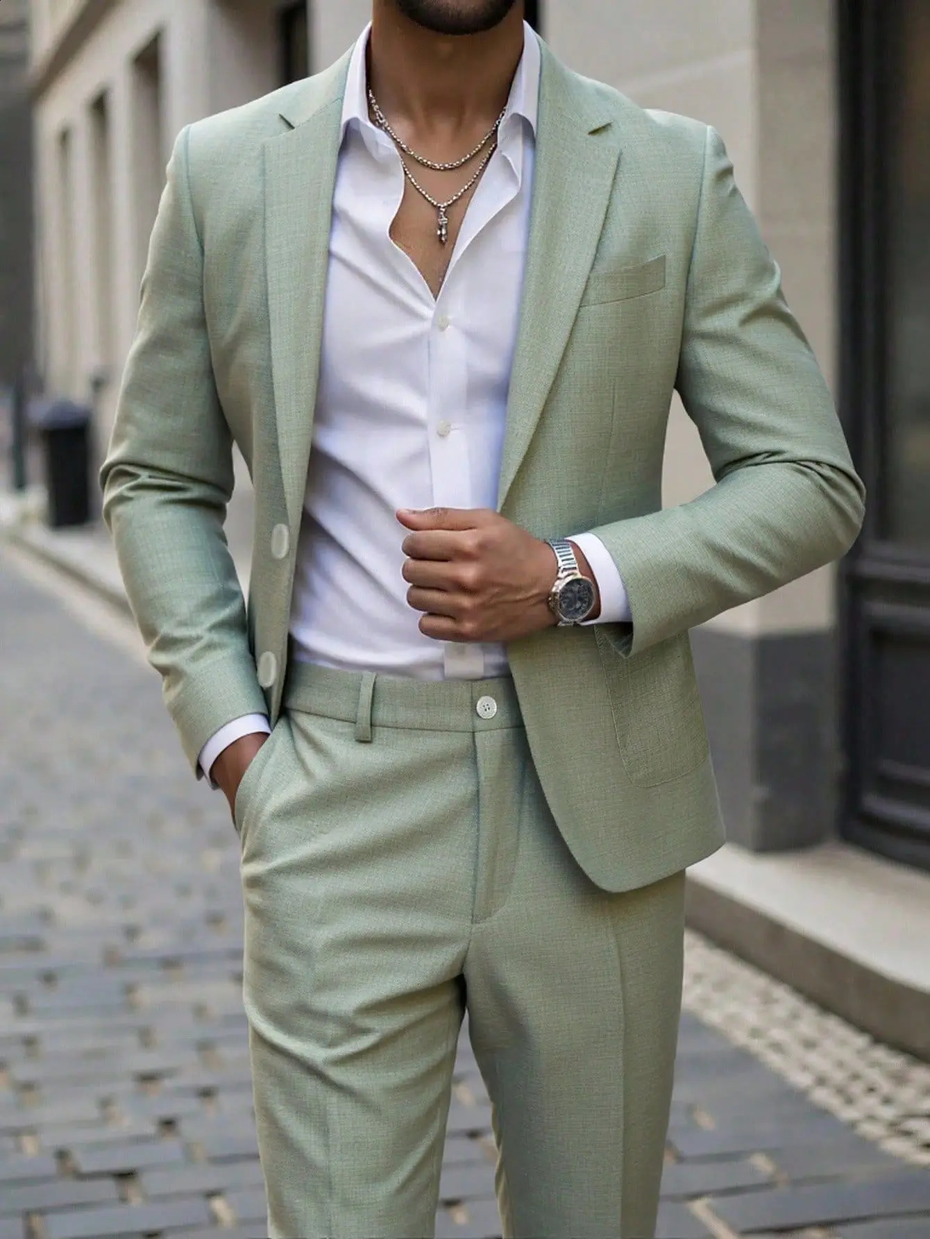 Mens High Quality Business Suits Solid Color Classic Basic Slim Fit 2 Piece Set Trousers Dinner Party Wedding Business 260624BJ