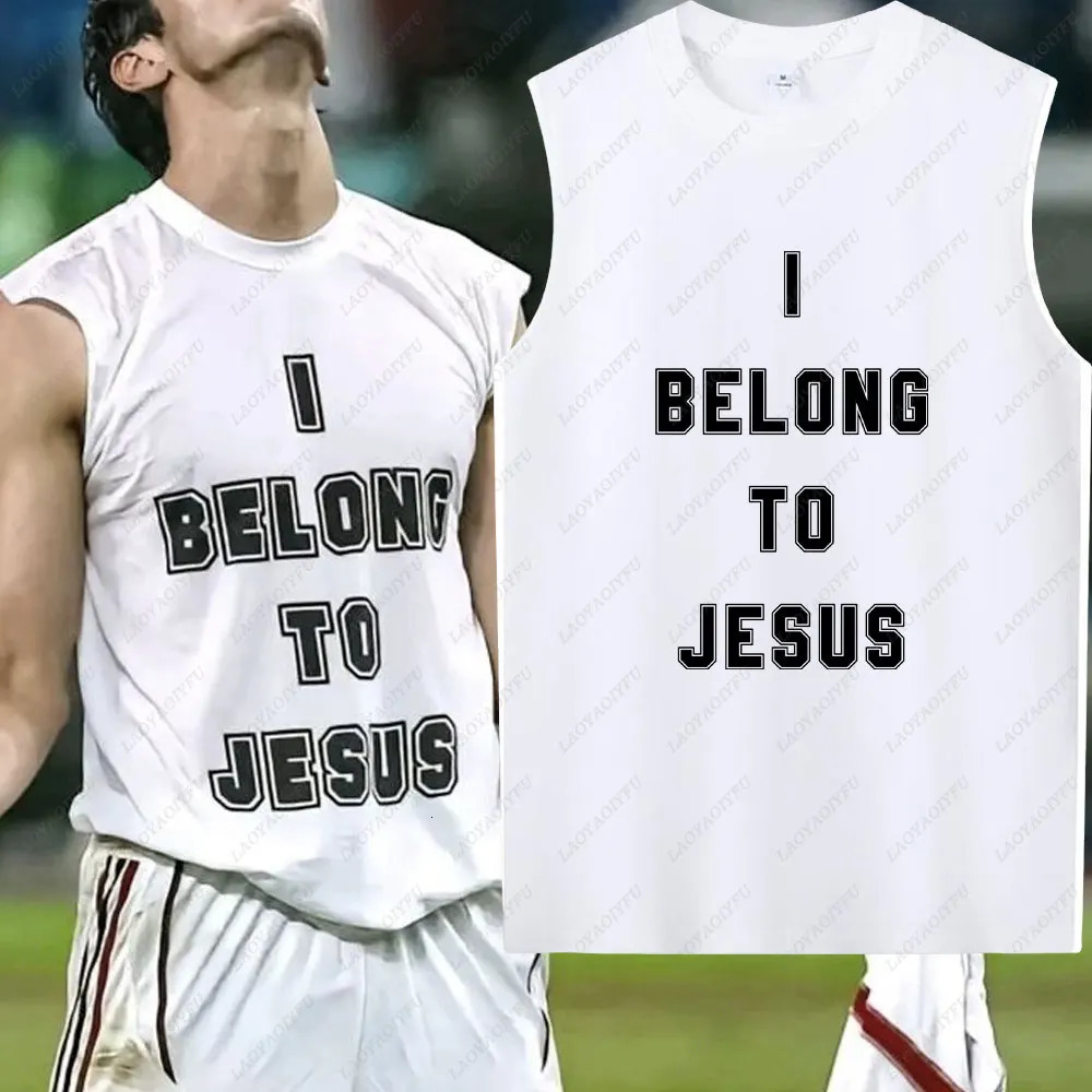 I Belong To Jesus Men Vest Cotton TShirt Summer Fashion Casual Sleeveless Cultural Tshirt Clothing Tops 260624