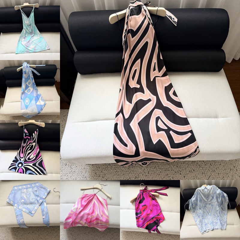Orchidee V Neck Silk Dress Luxury Women Halter Chain Sleeveless Top Summer Beach Vacation Yacht Resort Outfits