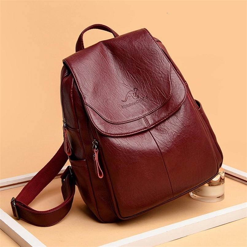 9 Color Women Soft Leather Backpacks Vintage Female Shoulder Bags Sac a Dos Casual Travel Ladies Bagpack Mochilas School Bags 260613CJ