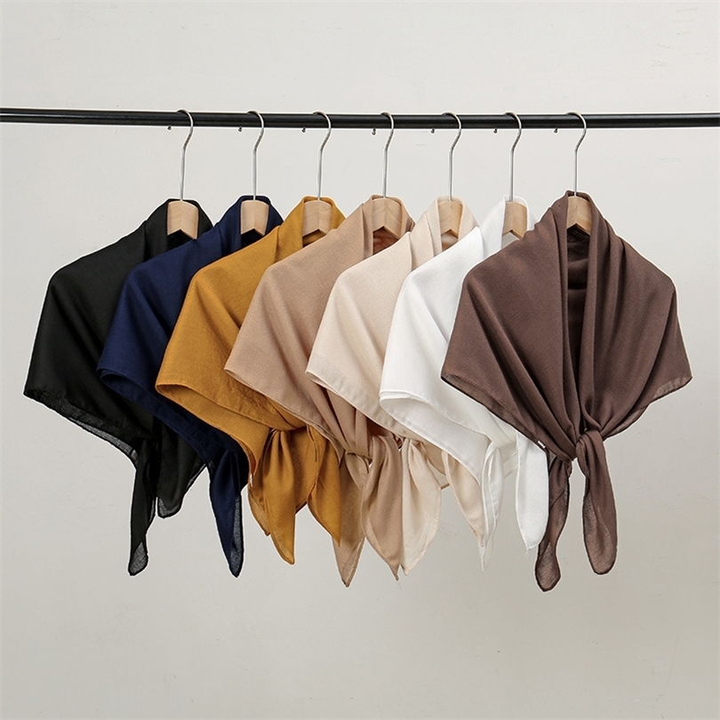 9090cm Thin Soft Square Scarves for Women Simplicity Solid Color Cotton Linen Headscarf Muslim Females Hijabs Bag Accessories 260623