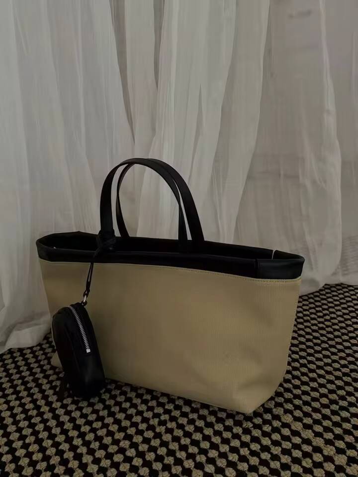 Top Layer New Style Canvas And Leather Casual Versatile Tote Handbag Suotong260625