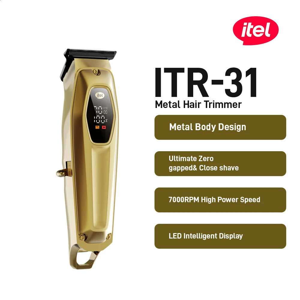 Itel Itr31 Metal Body Hair Trimmer 7000Rpm High Speed Zero Gap Shaving Led Smart Display Fully Washable Mens Grooming Styling Tool 260625