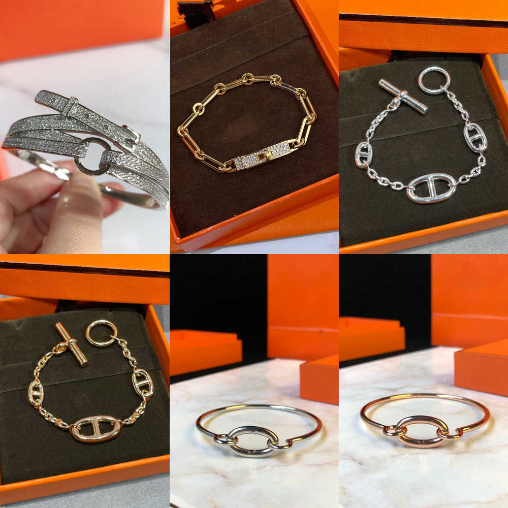womens Designer bracelets bracelets for woman luxurious Bangle bracelet jewelry H brand high-end simple geometric bracelets pig-nose chain bracelet